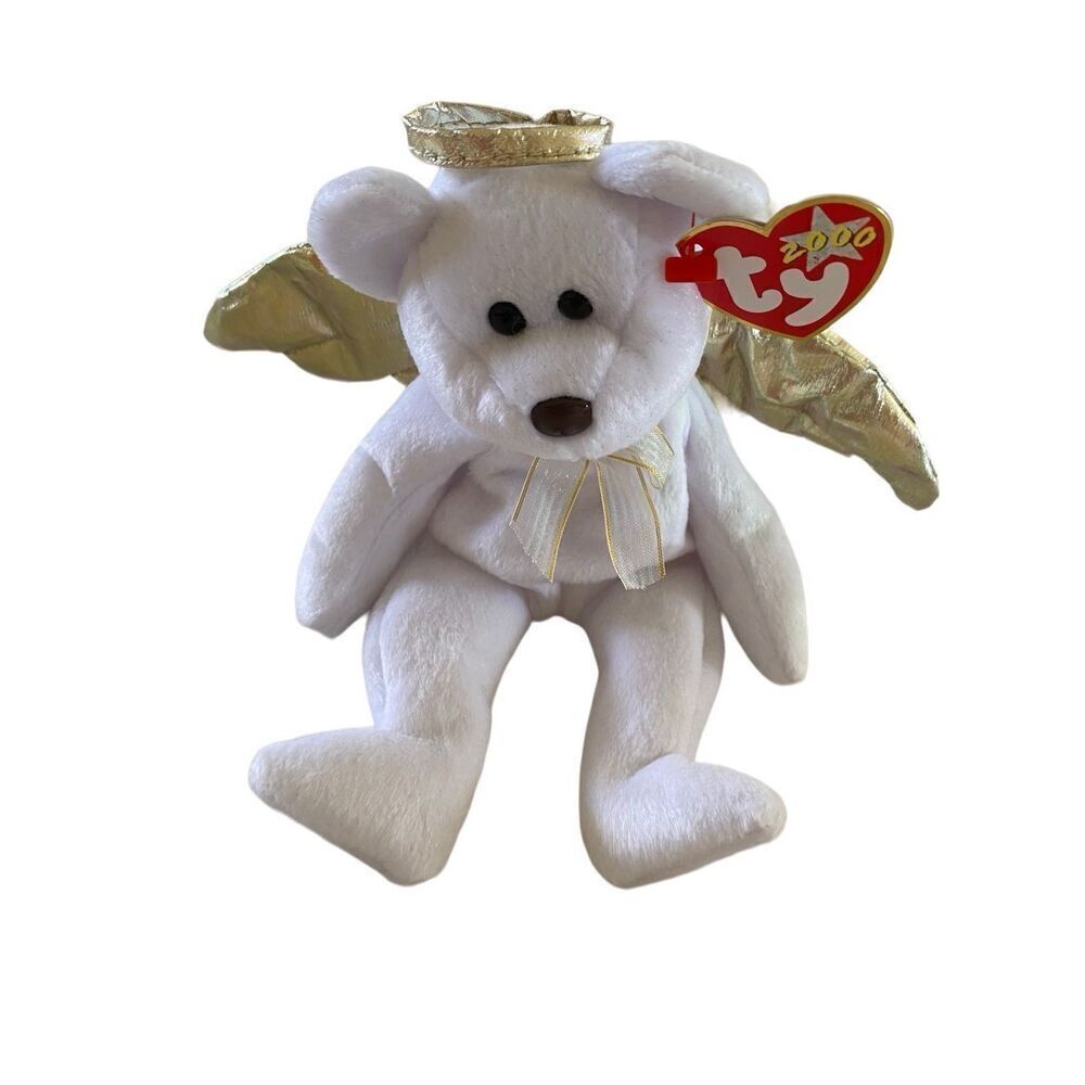 2000 Halo 2 Bear Ty Beanie Baby Plush Collectible Gold Wings Vintage Y2K